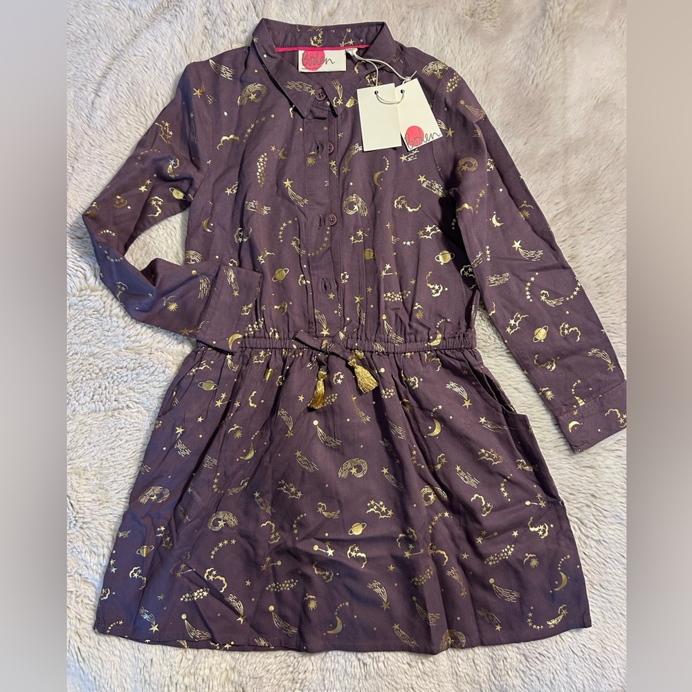 Mini Boden Purple/Gold Dress size 6/7